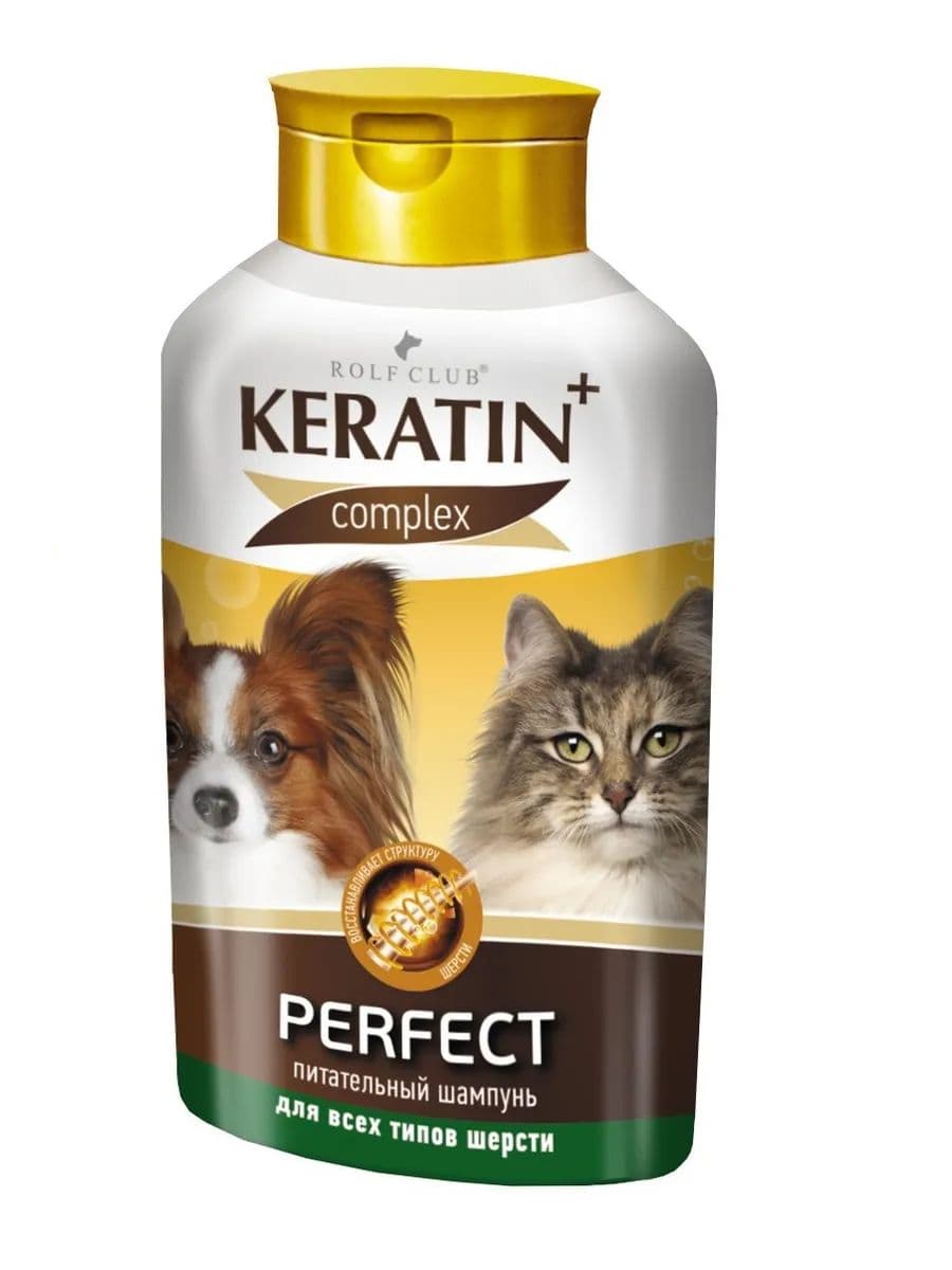 Шампунь Rolf Club Keratin+ Perfect для всех типов шерсти кошек и собак, 400 мл