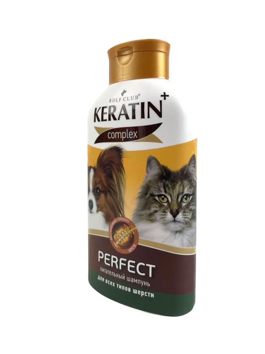 Шампунь Rolf Club Keratin+ Perfect для всех типов шерсти кошек и собак, 400 мл