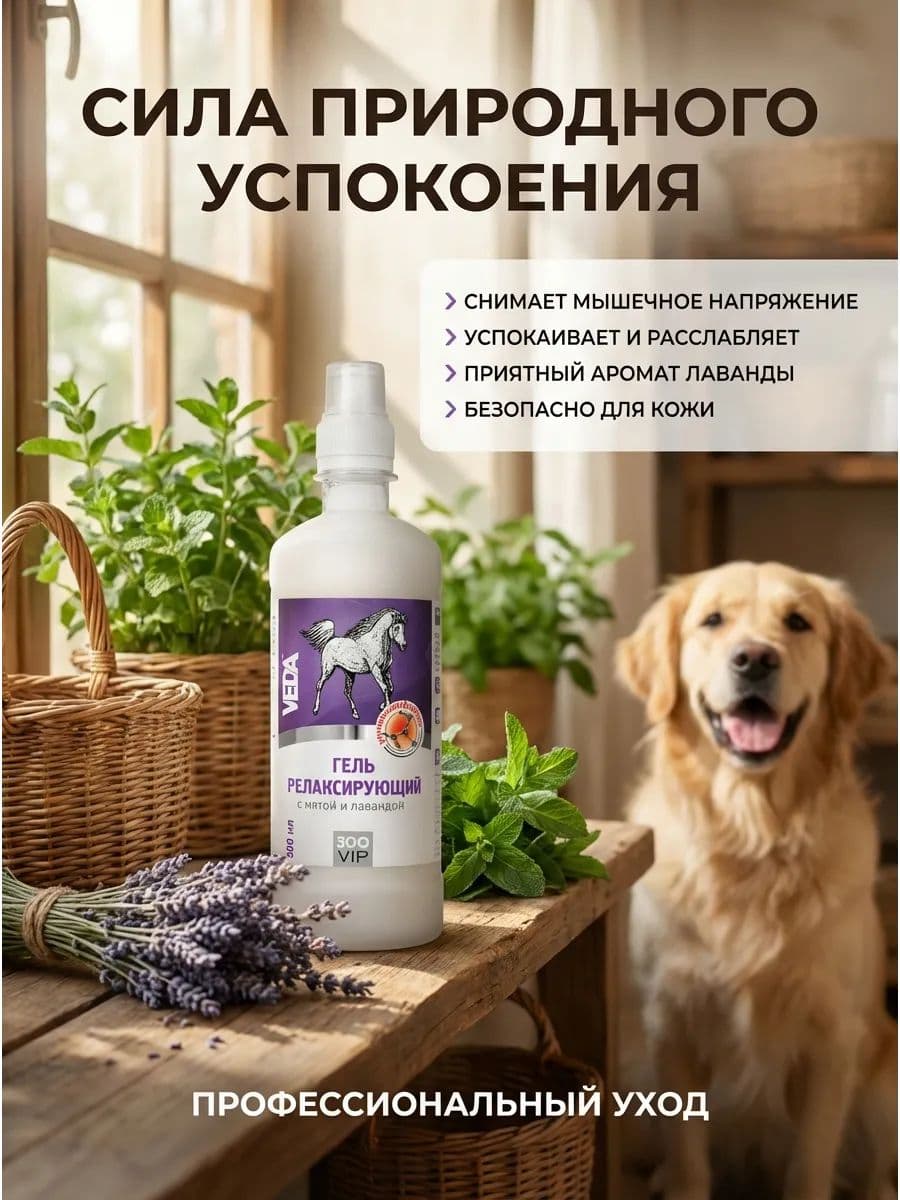 Гель релаксирующий ЗооVIP с мятой и лавандой для лошадей, 500 мл
