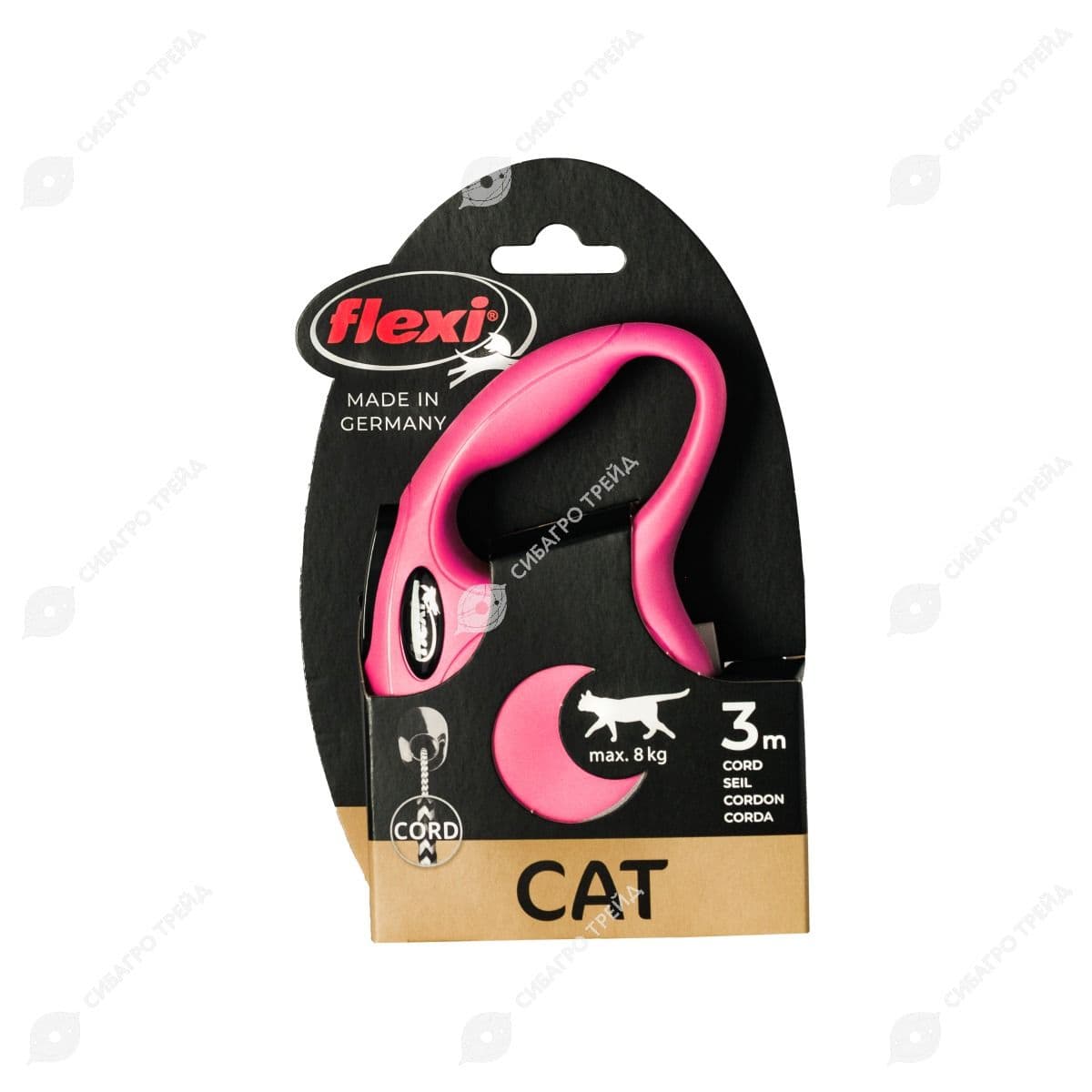 Рулетка Флекси New Classic CAT ХS 3м, до 8кг трос (розов)