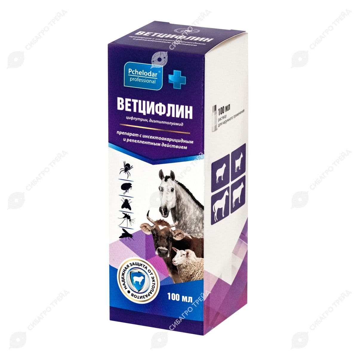 Ветцифлин инсектоакарицид для животных, 100 мл