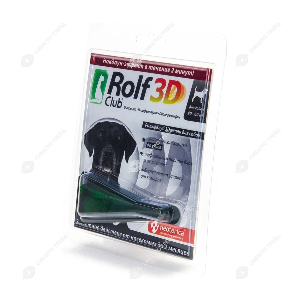 RolfClub 3D капли на холку для собак 40-60 кг, 1 пипетка (до 04.2028)