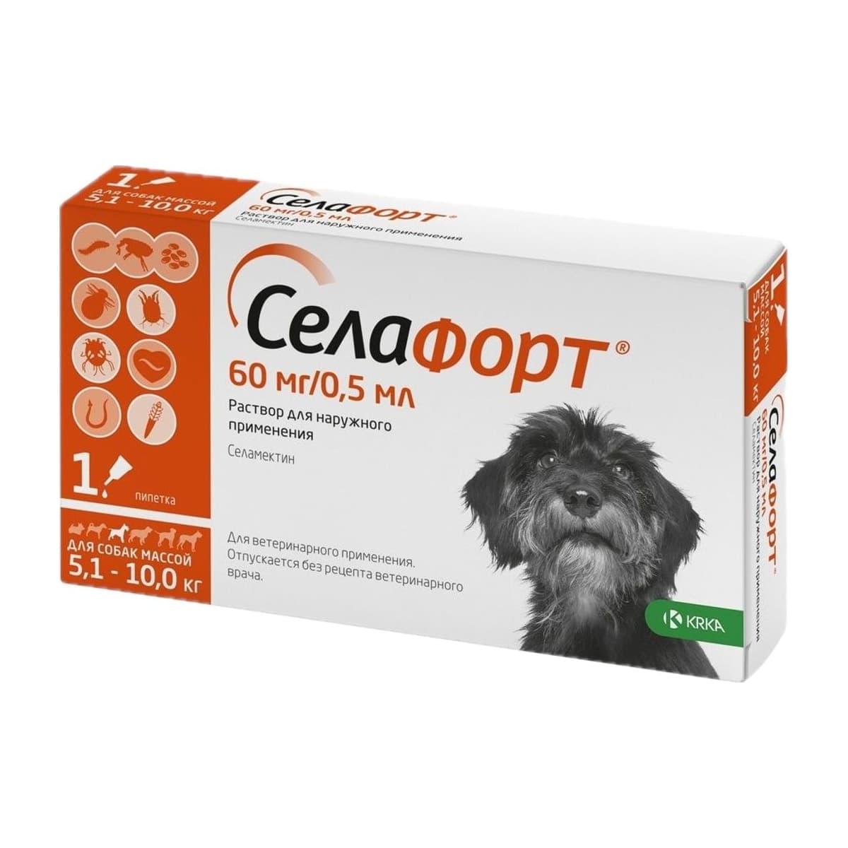 Селафорт д/собак 5,1-10кг 12% 1*60мг/0,5мл уп. 1 пипетка