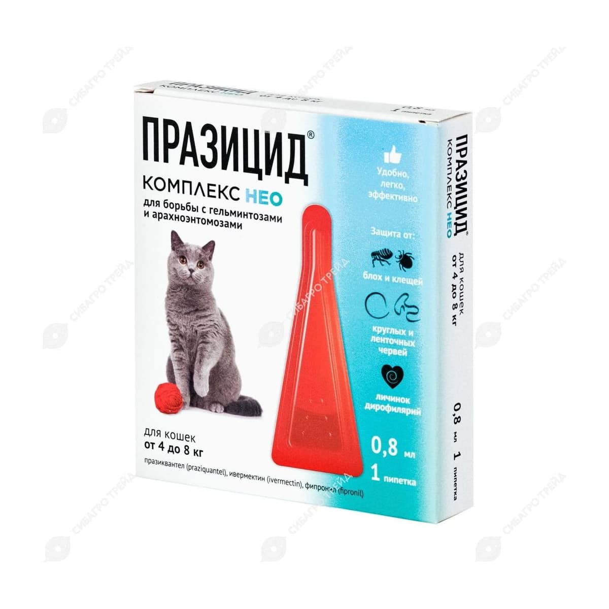 Празицид-комплекс НЕО (д/кошек 4-8 кг) 1 пипетка *0,8мл