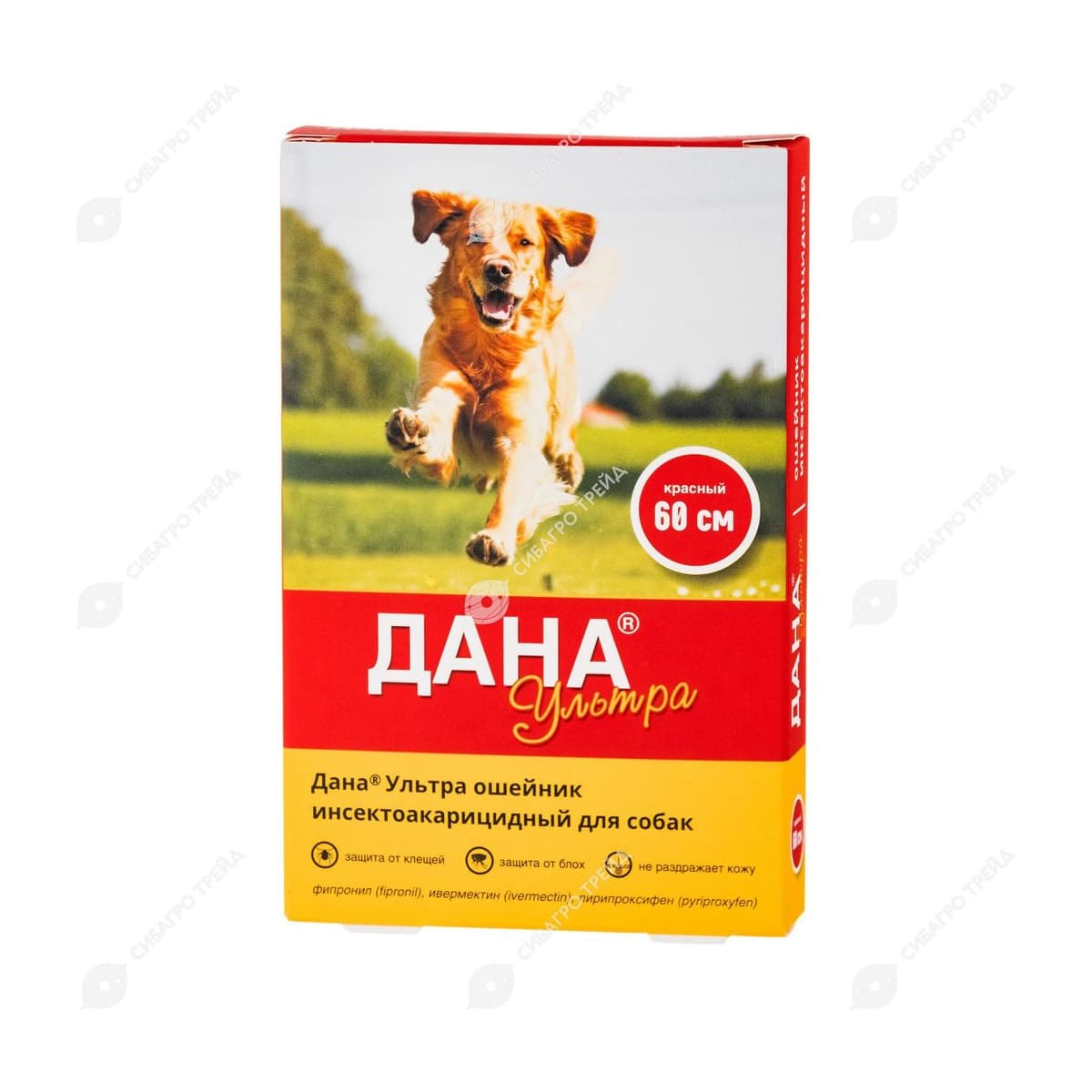 Ошейник п/экт Дана Ультра д/ собак 60см (красный)