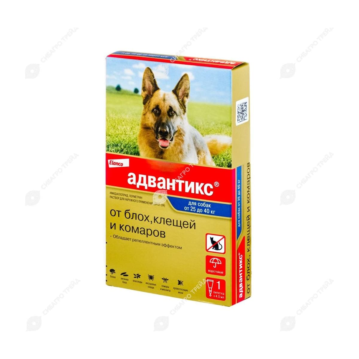 Адвантикс 400 д/соб. более 25кг уп.1 ПИПЕТКА!!! (защита 1 мес) (до 02.2028)
