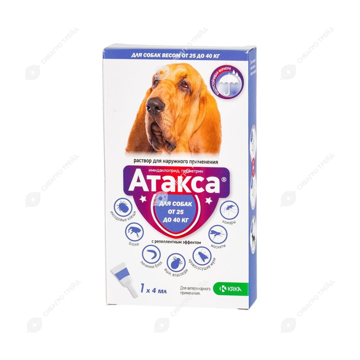 Атакса капли на холку для собак 25-40кг, (1*4мл) (до 12.2027)