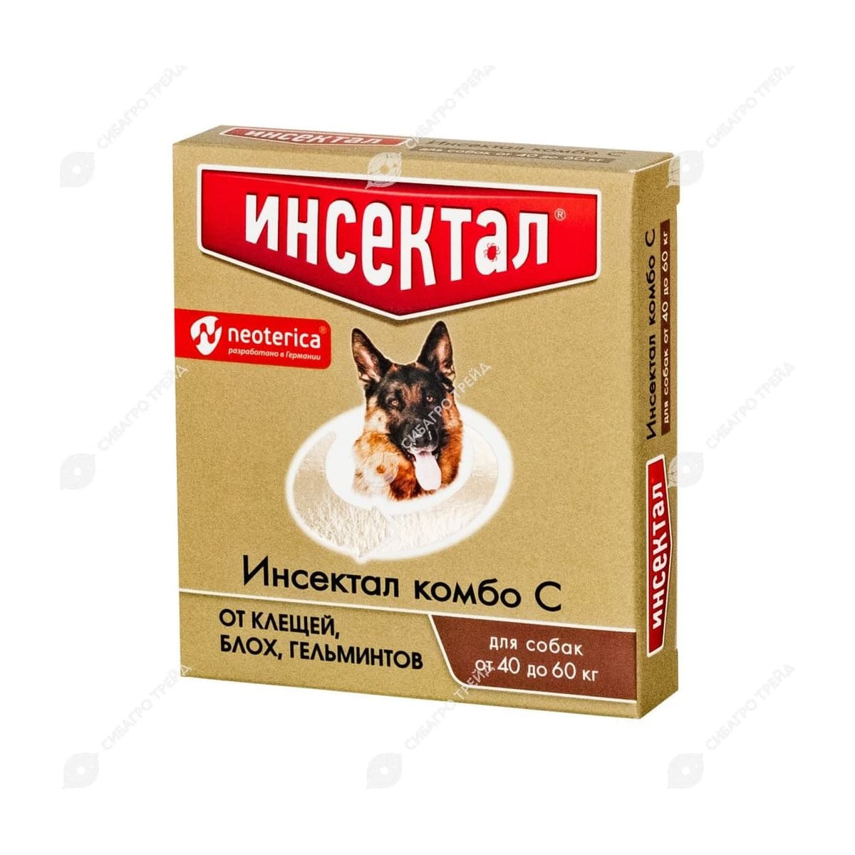 Капли на холку Инсектал Комбо д/собак 40-60кг (до 02.2029)