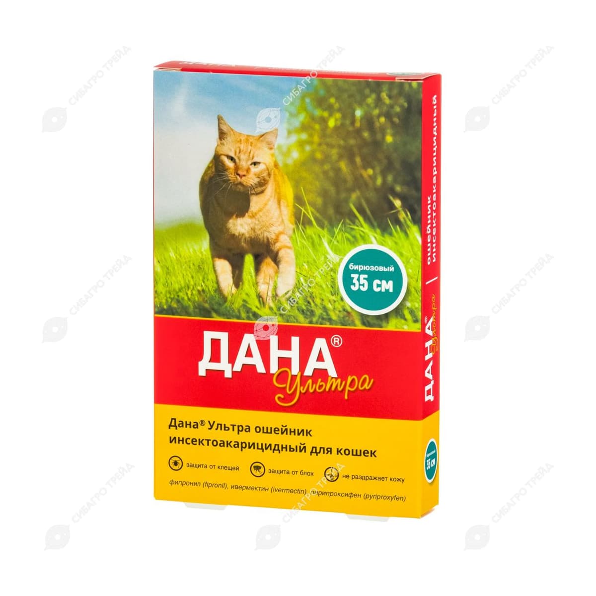 Дана Ультра инсектоакарицидный ошейник для кошек, 35см, бирюзовый