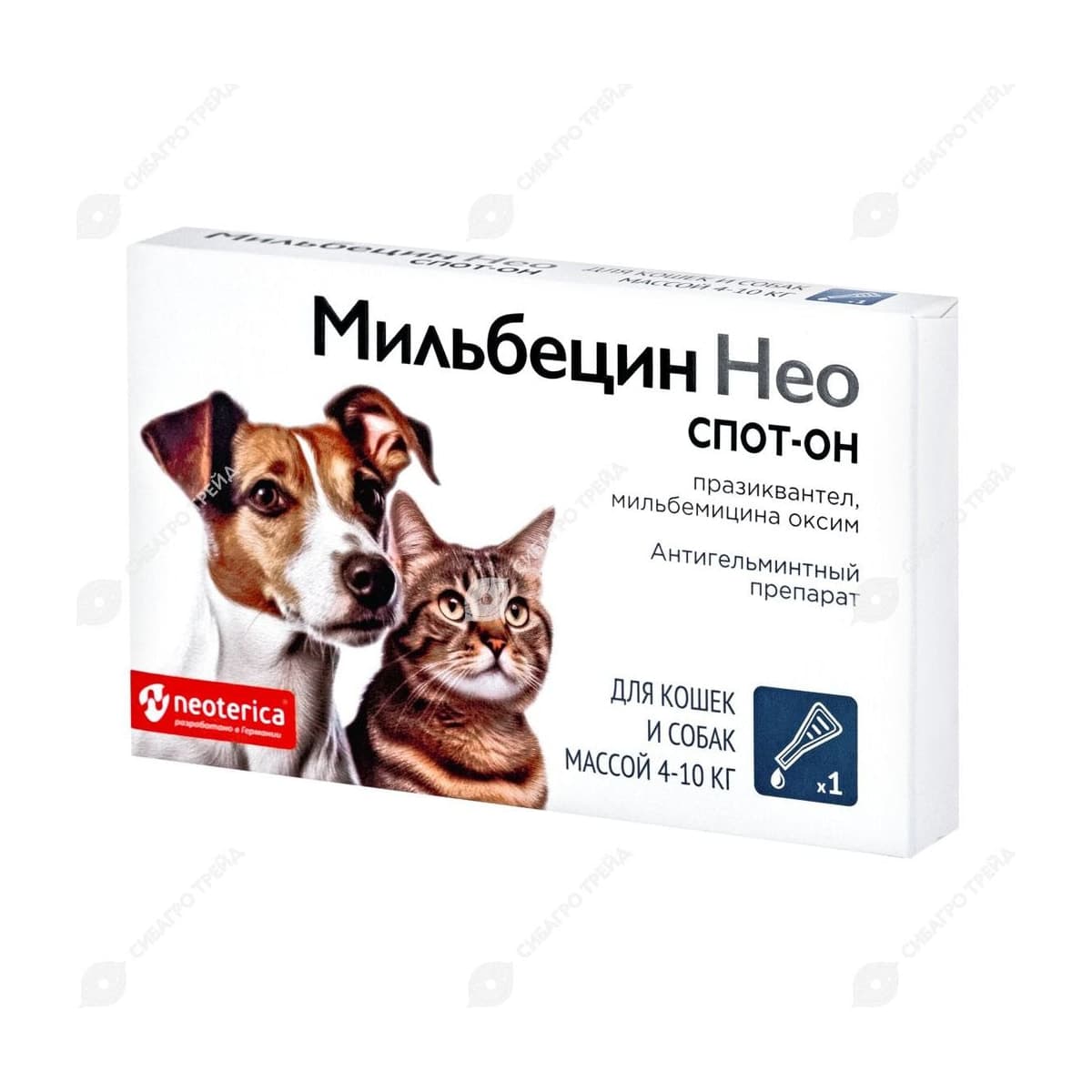 Препарат Мильбецин Нео Капли для кошек и собак 4-10 кг