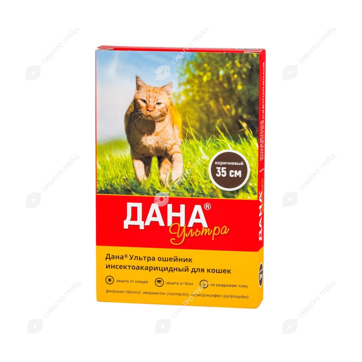 Дана Ультра инсектоакарицидный ошейник для кошек, 35см, коричневый