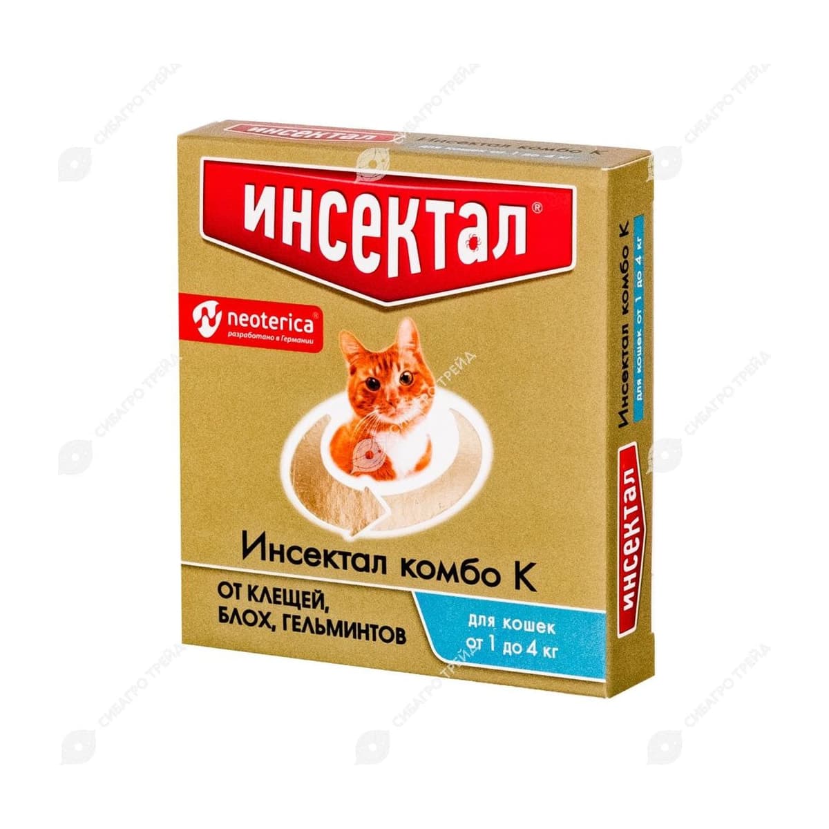 Препарат Капли на холку Инсектал Комбо д/кошек 1-4кг