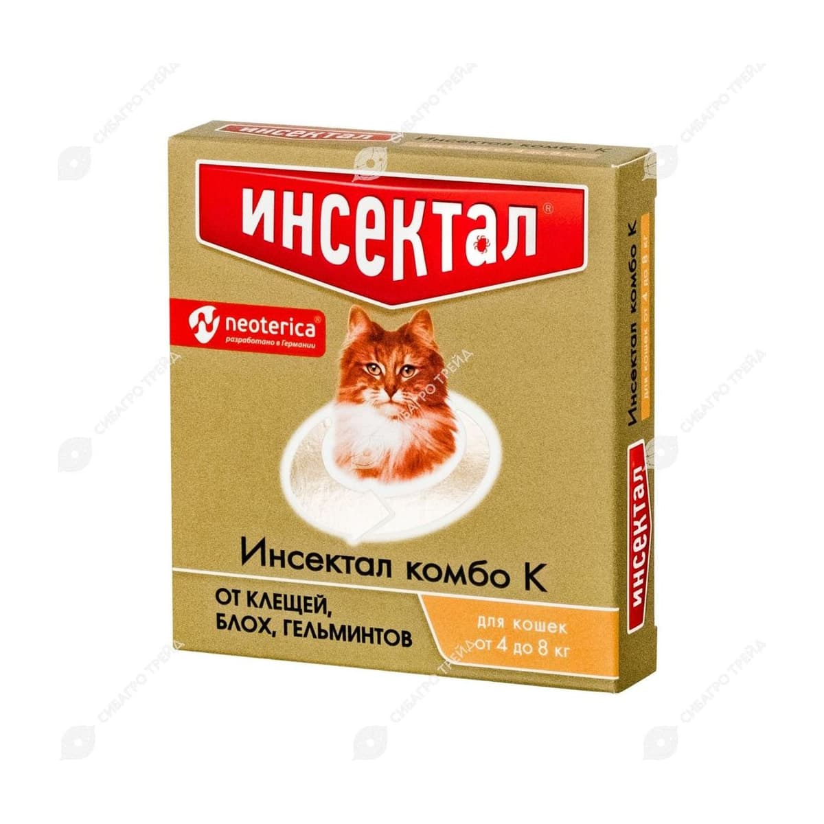 Препарат Капли на холку Инсектал Комбо д/кошек 4-8кг