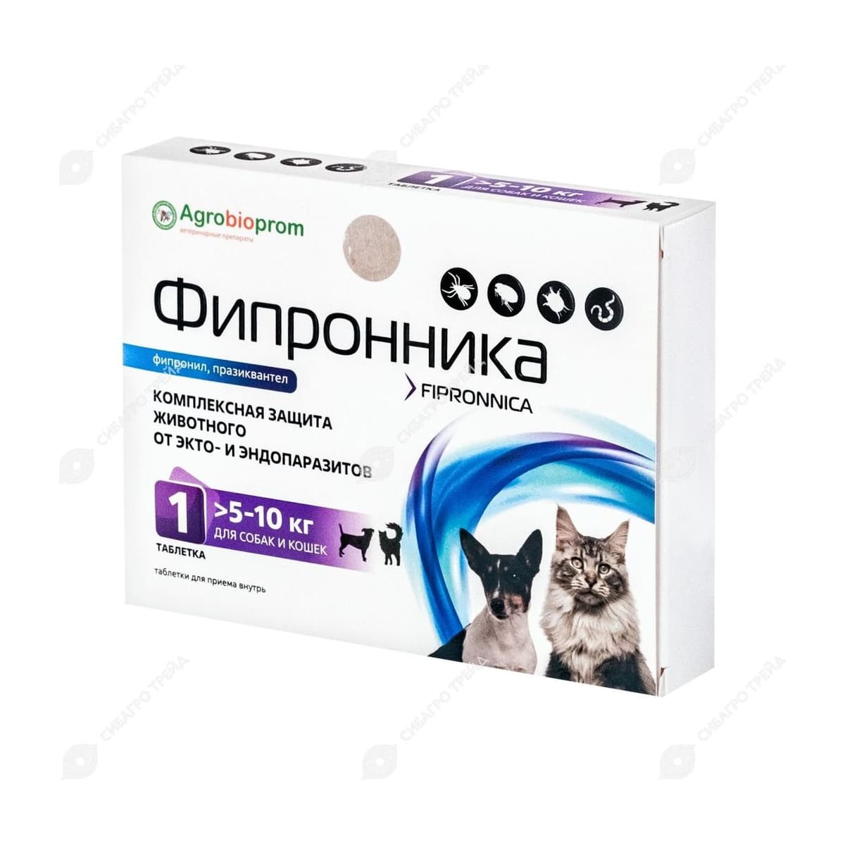 Препарат Фипронника для собак и кошек 5-10 кг (1 таблетка)