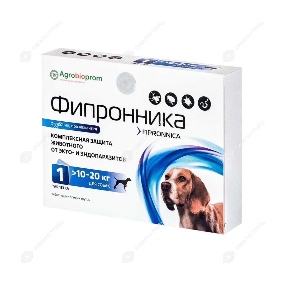 Препарат Фипронника для собак 10-20 кг (1 таблетка)