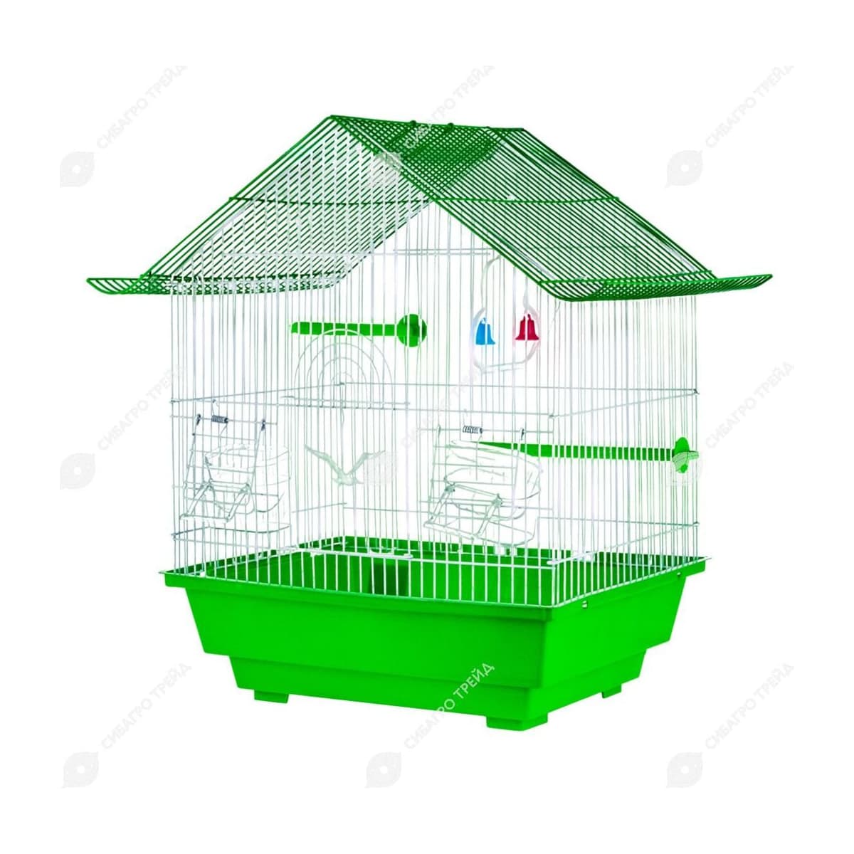 Клетка д/птиц 46*37*28см, 2 кормушки,2жердочки,качели,с поддоном,микс,2024-6674, 273911