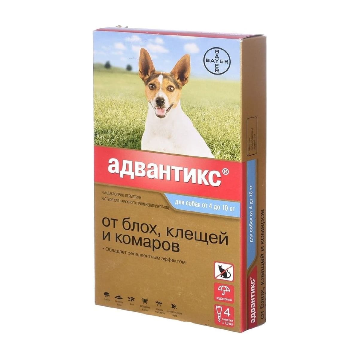 Адвантикс 100 для собак 4-10 кг, 4 пипетки.