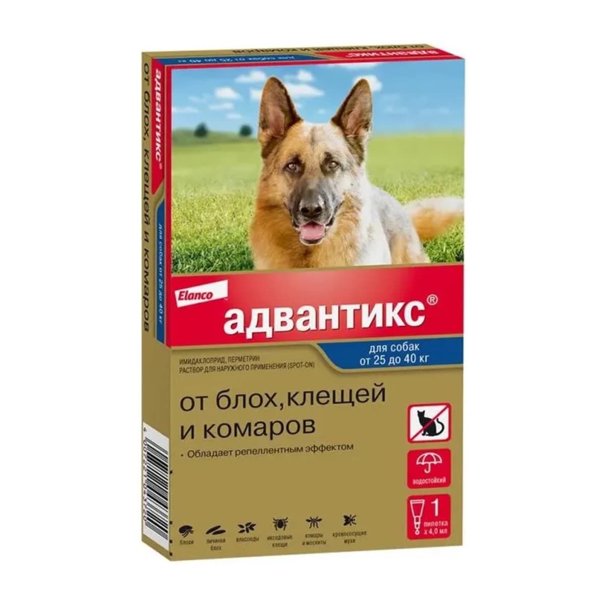 Адвантикс 400 для собак более 25 кг, 1 пип..