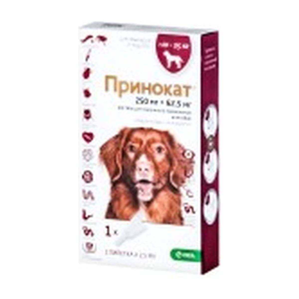 Принокат для собак 10-25 кг 250/62,5 мг, 2,5мл, 1 пипетка