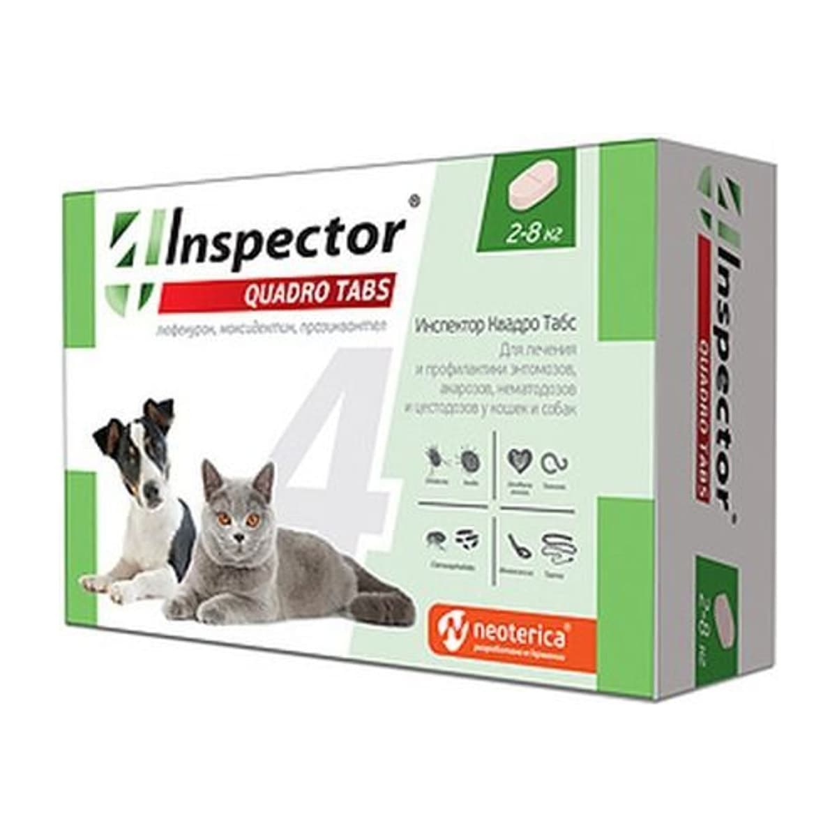 Инспектор Quadro Tabs для кошек и собак 2-8кг, 4таб. /I402/