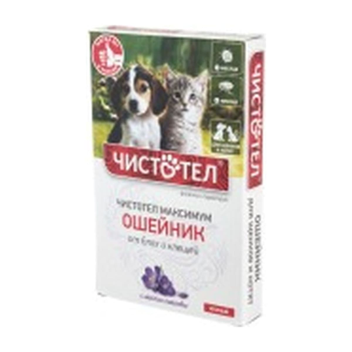 Ошейник Чистотел Максимум Юниор для щенков и котят красный от блох и клещей