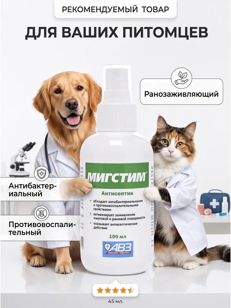 Спрей антисептический ранозаживляющий Мигстим, 100 мл