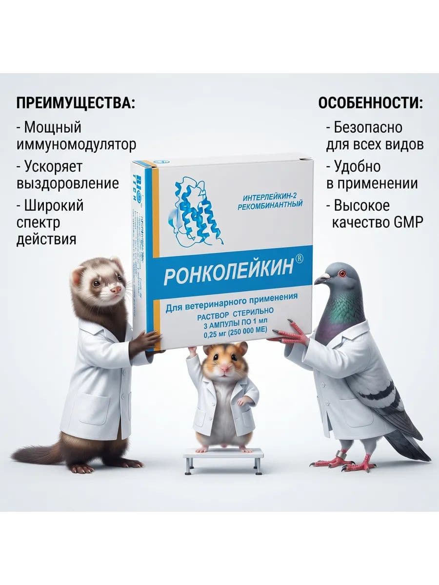 Ронколейкин 250 000 МЕ, раствор для инъекций, 1 мл, 3 шт