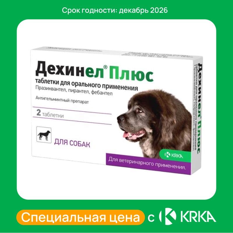 Дехинел Плюс д/крупных собак уп. 2 табл. *2310мг (до 12.2026)