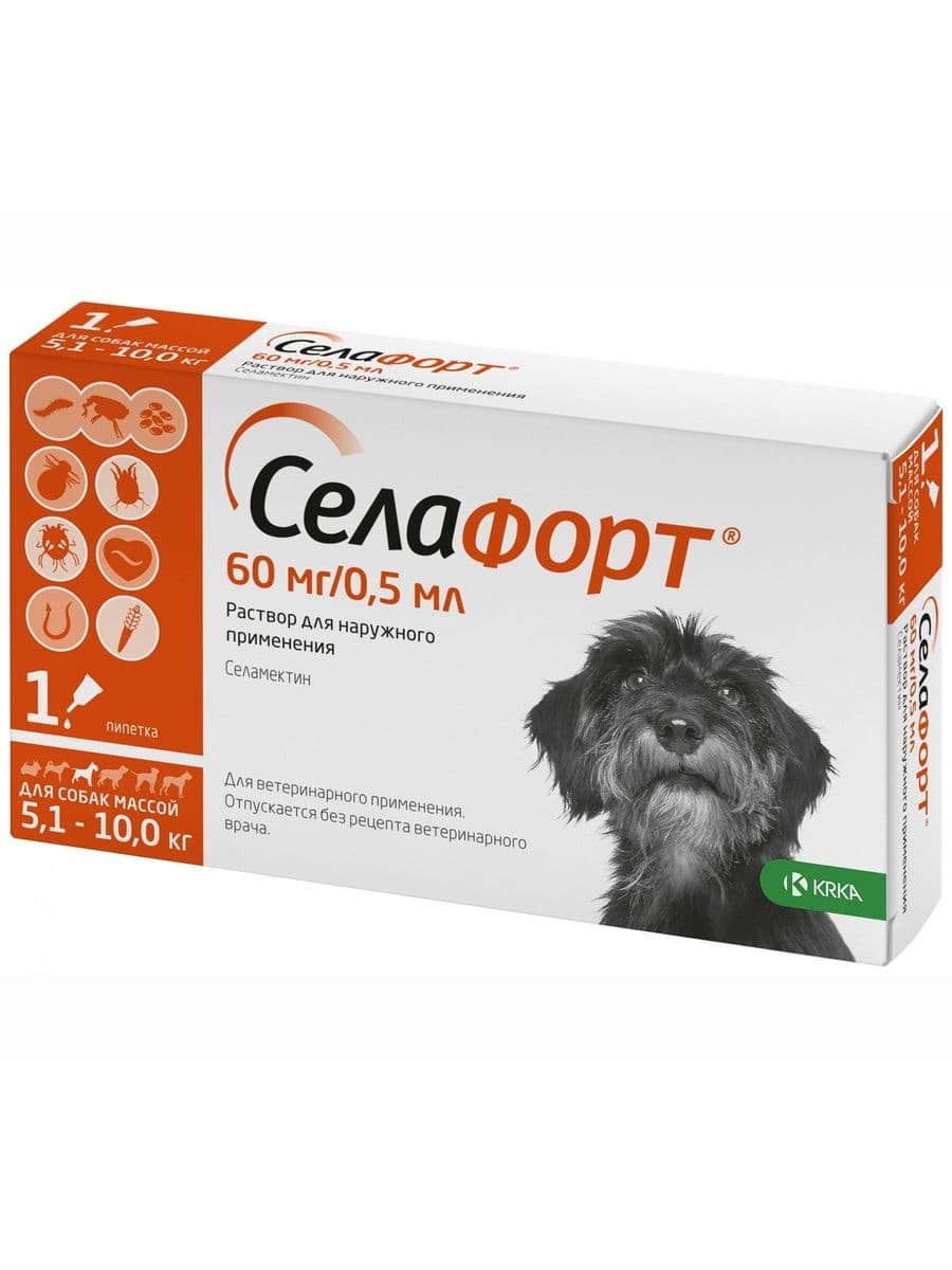 Селафорт д/собак 5,1-10кг 12% 1*60мг/0,5мл уп. 1 пипетка