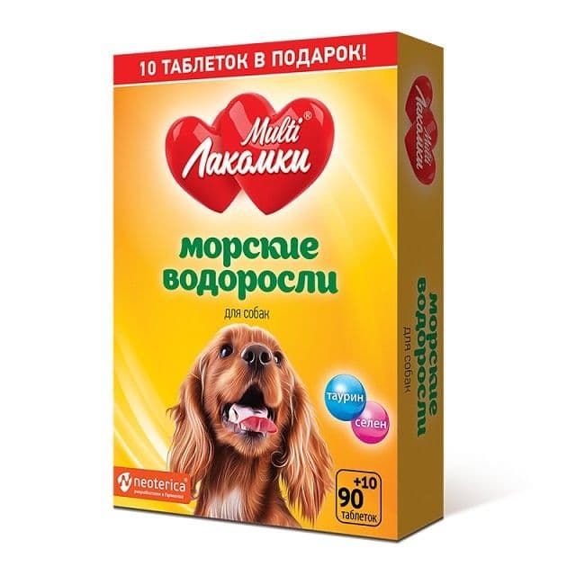 Витамины МультиЛакомки Морские водоросли д/собак 100 табл.