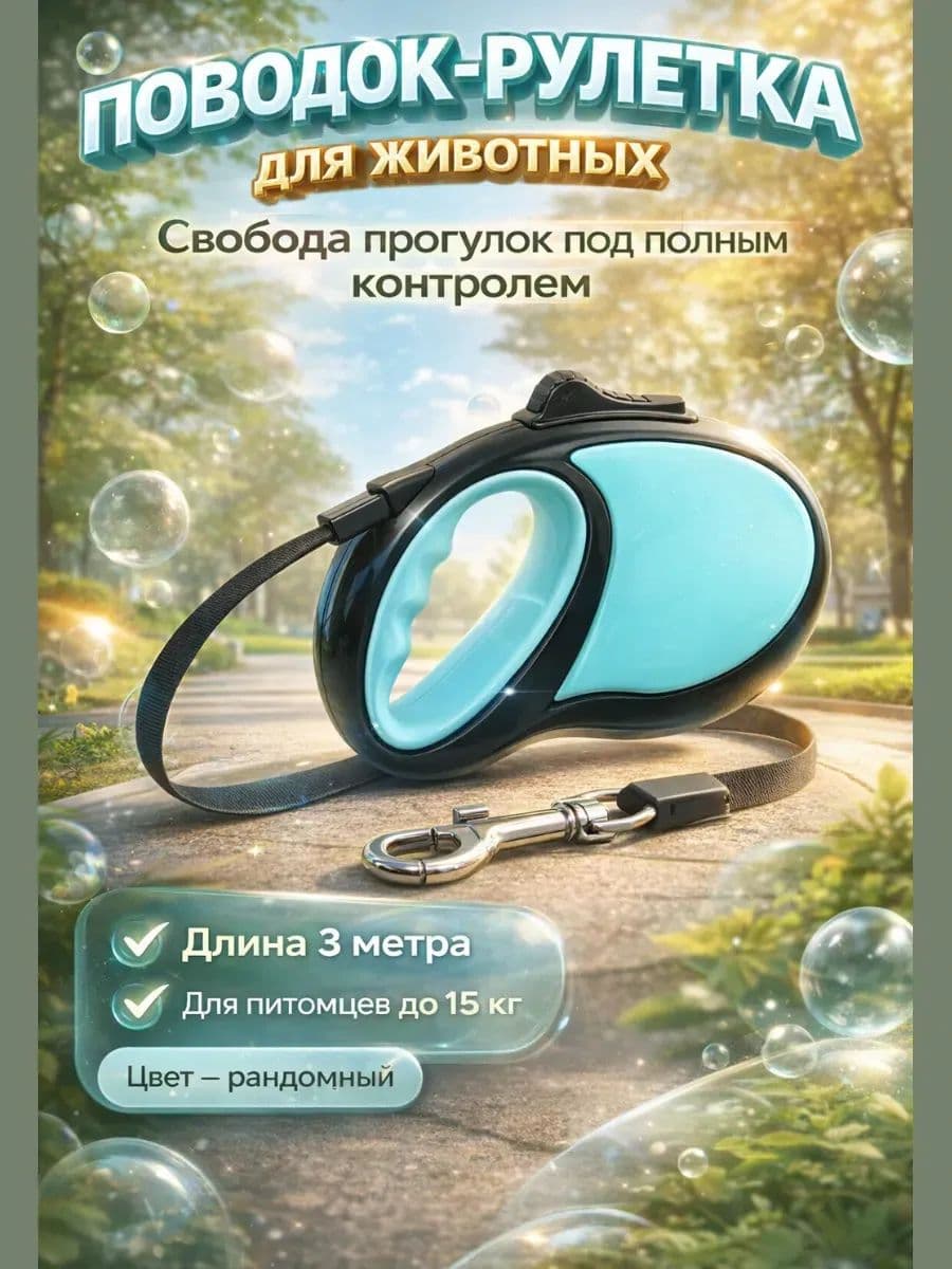 Поводок-рулетка НАНБЕЛ для животных l 3м до 15кг, микс,2024-8984