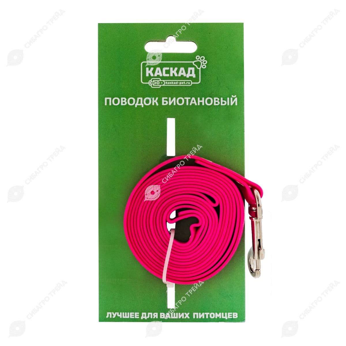 Поводок из Биотана, 15мм, длина 2м, Матовый, Розовый
