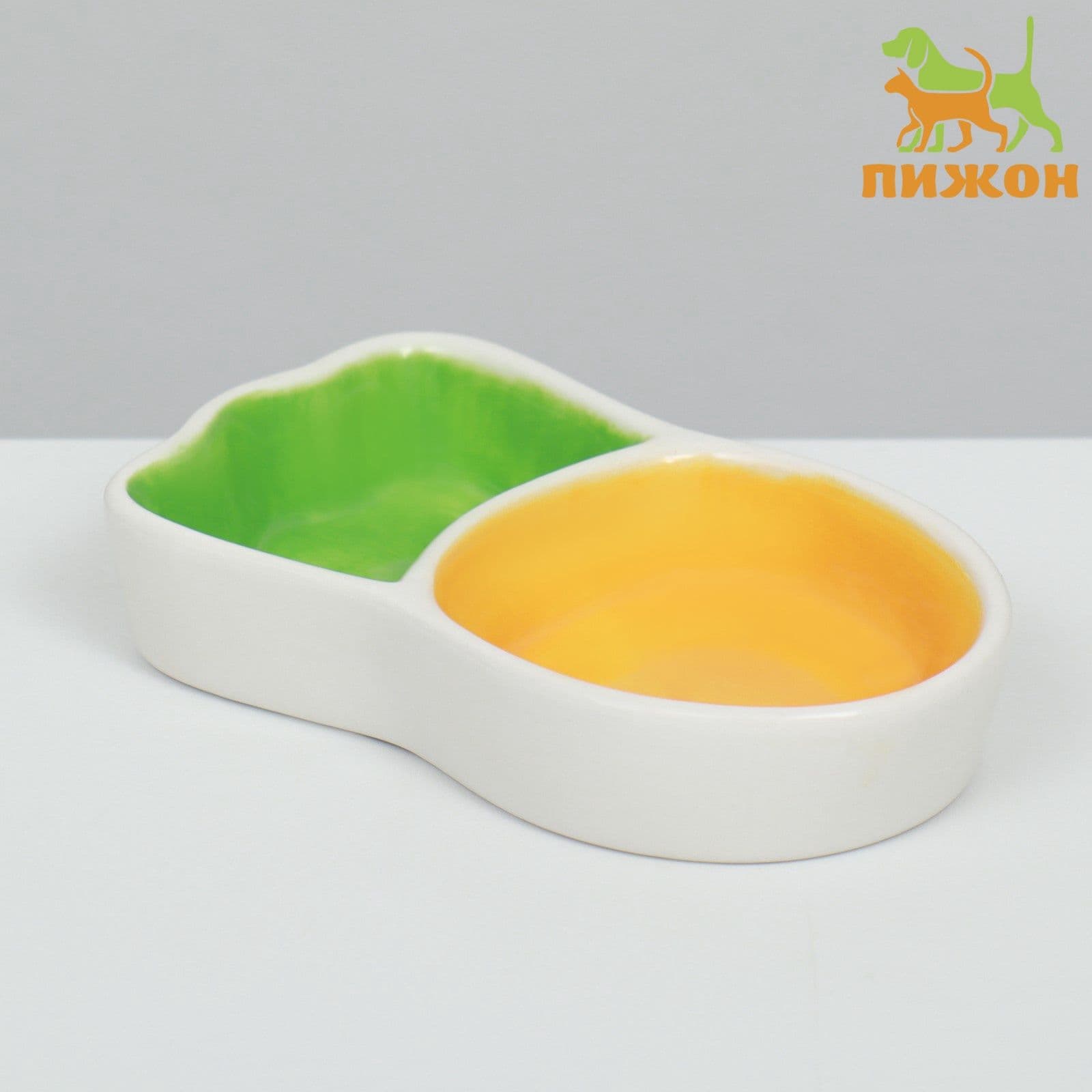 Миска для для грызунов керамическая, кормушка для хомяков, шиншилл и морских свинок "Морковка", 35 мл, 11,3 х 6,3 х 2,5 см