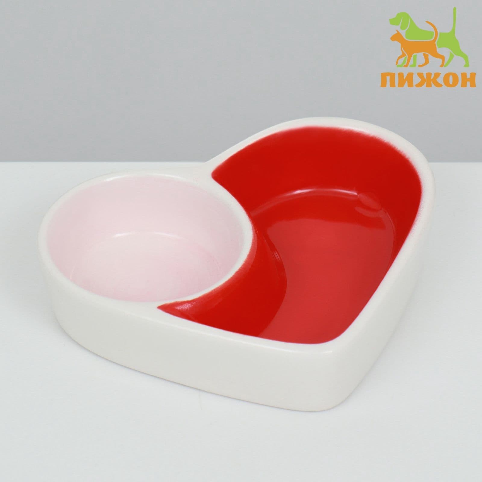 Миска керамическая для грызунов, хомяков и кроликов, двойная, 10x8.5x2.3 см