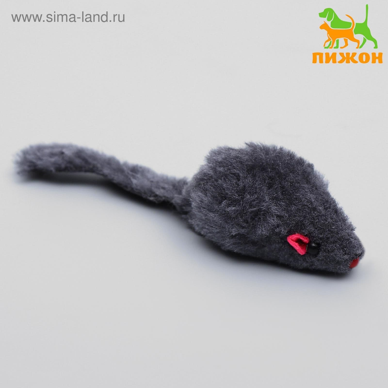 Мышь для кошек, 6,5 см, искусственный мех, серая