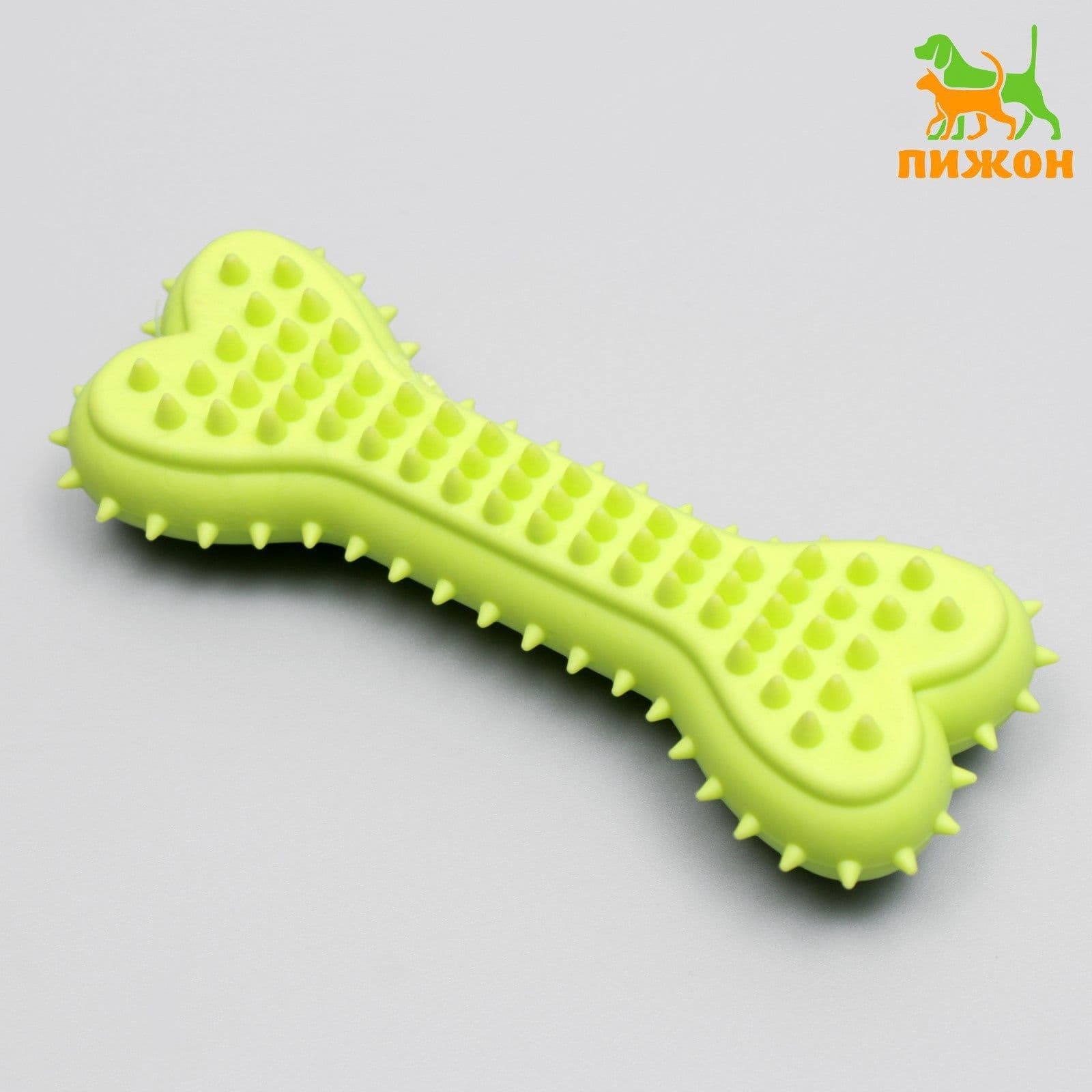 Игрушка для собак / кошек жевательная литая Кость для массажа, 11*4*2 см, салатовый