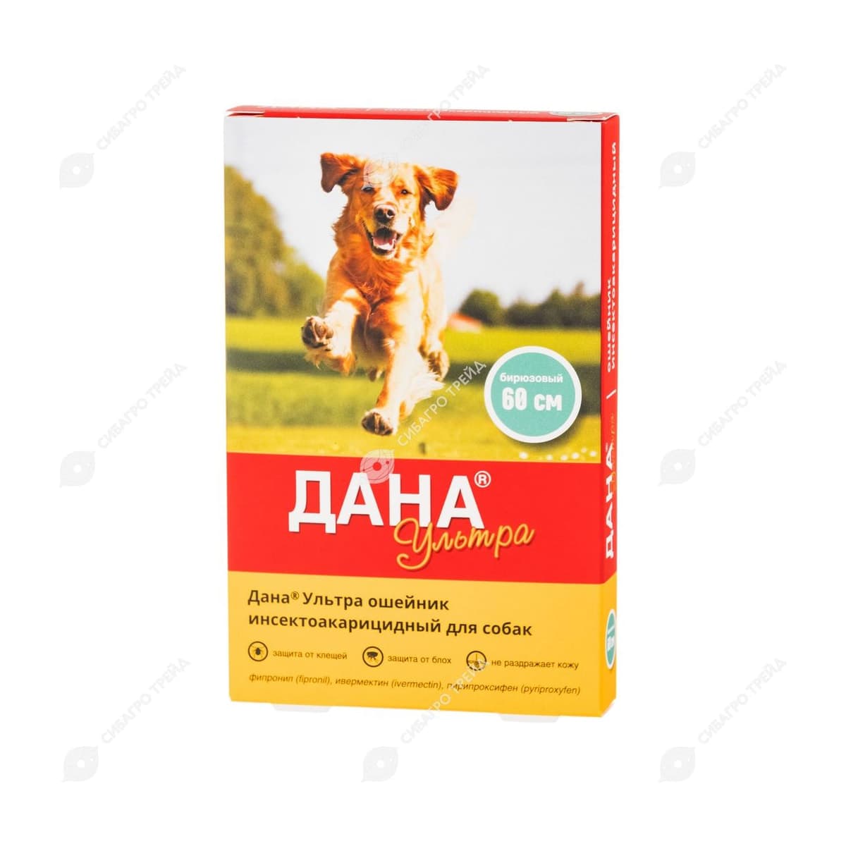 Дана Ультра инсектоакарицидный ошейник для собак, 60см, бирюзовый