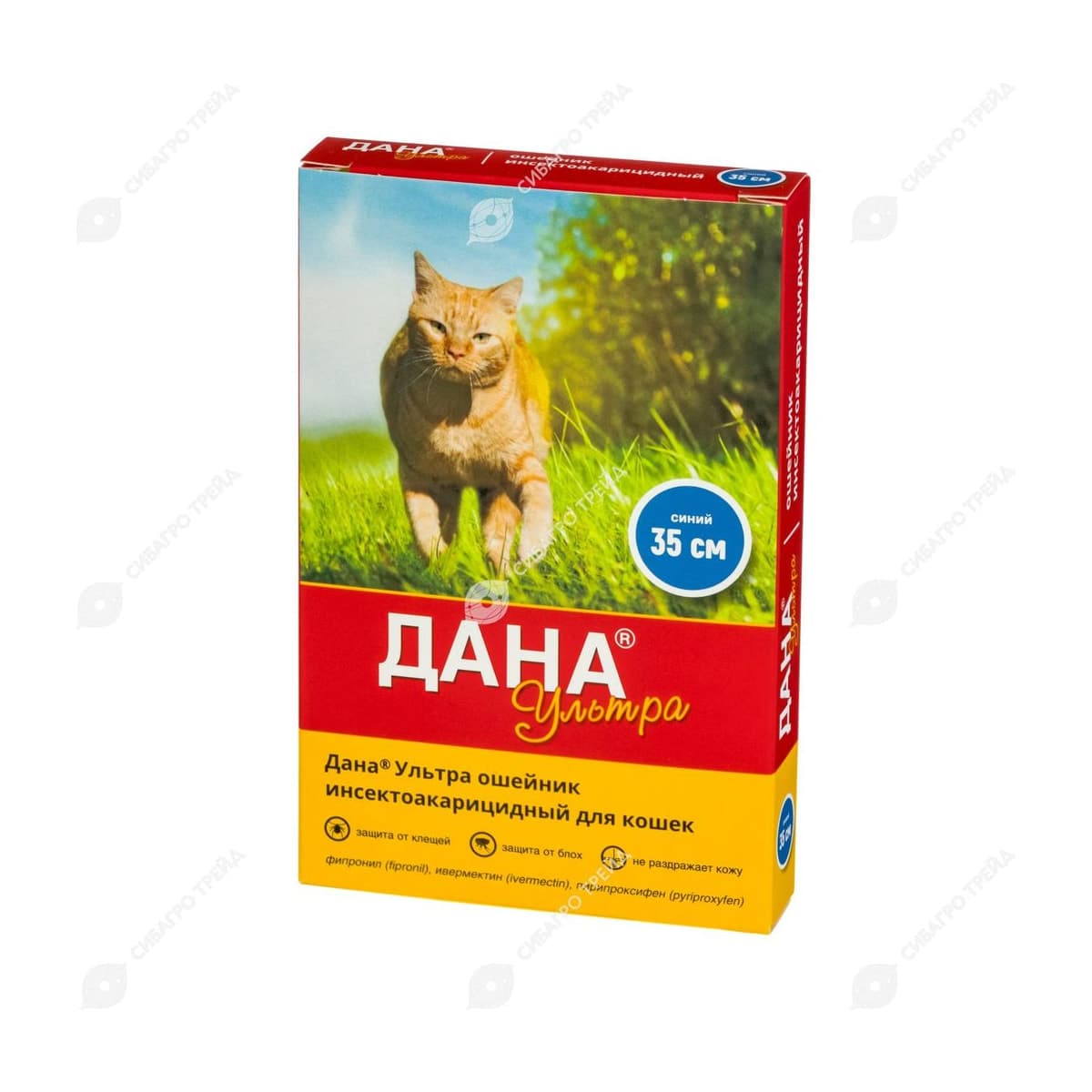 Дана Ультра инсектоакарицидный ошейник для кошек, 35см, синий